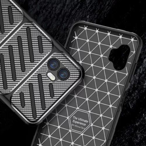 Techsuit - CarbonFiber szilikon tok - Samsung Galaxy Xcover7 Pro - Fekete