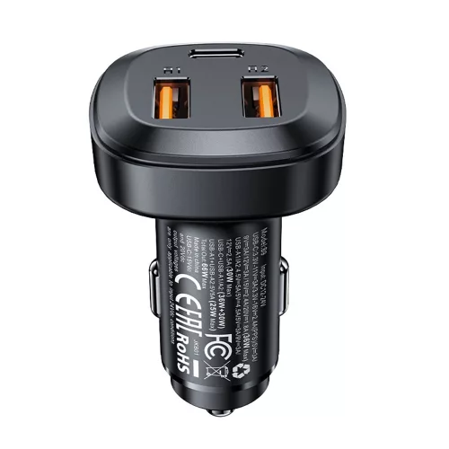 Acefast - Car Charger (B9) - 2x USB, Type-C, Fast Charging, 66W, PD3.0, QC4+, Zinc Alloy - Black