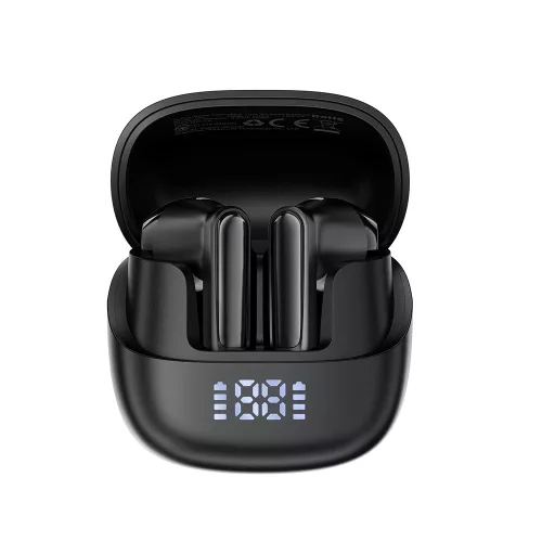 Acefast - Vezeték nélküli fülhallgató (W2) - TWS, Bluetooth 5.4, 4 mikrofonos ENC, IPX4, 400mAh, LED digitális kijelző, mágneses kialakítás - fekete