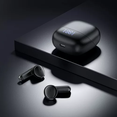 Acefast - Vezeték nélküli fülhallgató (W2) - TWS, Bluetooth 5.4, 4 mikrofonos ENC, IPX4, 400mAh, LED digitális kijelző, mágneses kialakítás - fekete
