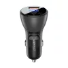 Acefast - Car Charger (B6) - with Digital Display, USB, Type-C, Fast Charging, 63W, PD3.0, PPS, QC3.0, Zinc Alloy - Black