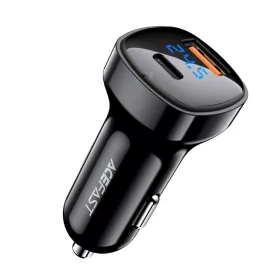   Acefast - Car Charger (B4) - with Digital Display, Fast Charging, USB, Type-C, 66W - Black