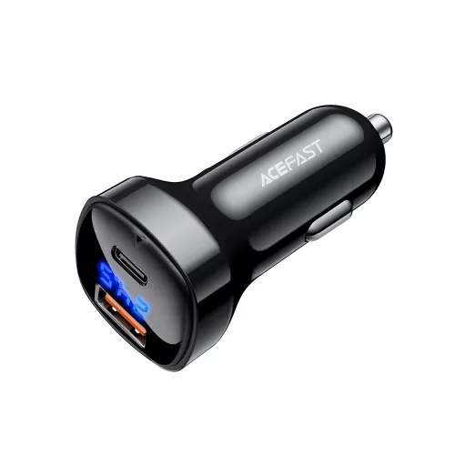 Acefast - Car Charger (B4) - with Digital Display, Fast Charging, USB, Type-C, 66W - Black