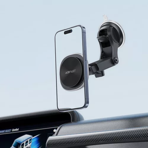 Acefast - Autós tartó vezeték nélküli töltéssel (D42) - Műszerfalra/Szélvédőre, Mágneses tapadás, USB-C, 15W, 4.7 - 6.9" telefonokhoz - Silver