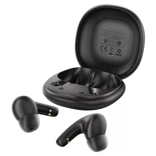 Acefast - Vezeték nélküli fülhallgató (W3) - Bluetooth V5.4, Aktív zajcsökkentés, 4 mikrofon, ANC + ENC, IPX4, 350mAh - Fekete