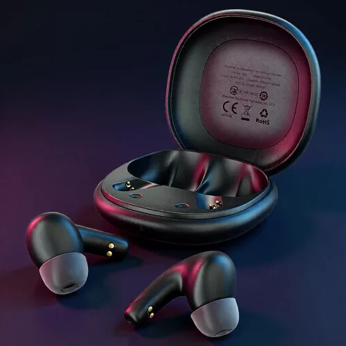 Acefast - Vezeték nélküli fülhallgató (W3) - Bluetooth V5.4, Aktív zajcsökkentés, 4 mikrofon, ANC + ENC, IPX4, 350mAh - Fekete