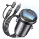 Lisen - Car Charger (YL0223080035) - USB, Type-C, with 3in1 Type-C/Lightning to Type-C Cable, 12V/24V - Black