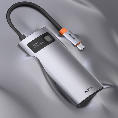 Baseus - Docking Station Metal Glam (CAHUB-CY0G) - Type-C to 2x USB, Type-C, HDMI, 4K@30 Hz, PD100W - Grey