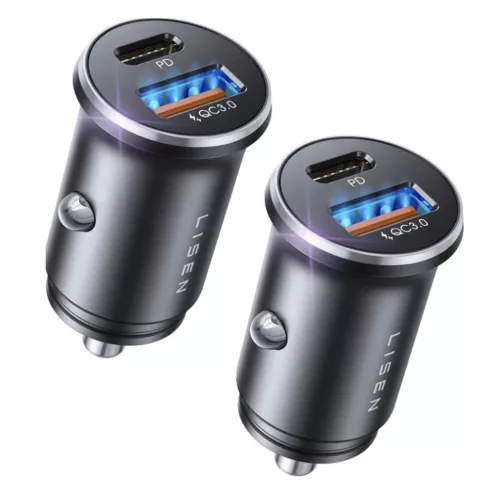 Lisen - Car Charger (YL0223080037) (2 pack) - USB, Type-C, PD36W, Q3.0, 12V/24V - Black