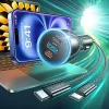 Lisen - Car Charger (YL0224010001) - with Type-C Cable, USB-A, Type-C, 170W, GaN, Aluminum Alloy, 12V/24V, 1m - Black