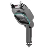 Lisen - Car Charger (YL0224080017) - 4in1, USB, Type-C, with 2x Retractable Cable, LED Display, 96W, 12V=24V - Black