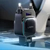 Lisen - Car Charger (YL0224080017) - 4in1, USB, Type-C, with 2x Retractable Cable, LED Display, 96W, 12V=24V - Black