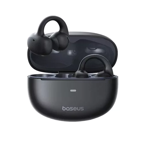 Baseus - Bowie MC1 vezeték nélküli fülhallgató (A00083501126-00) - Nyitott fülre szerelhető, csiptetős kialakítás, BT V5.4, IP57 vízálló, 600mAh - fekete
