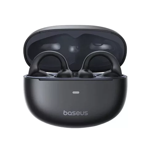 Baseus - Bowie MC1 vezeték nélküli fülhallgató (A00083501126-00) - Nyitott fülre szerelhető, csiptetős kialakítás, BT V5.4, IP57 vízálló, 600mAh - fekete