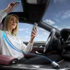 Lisen - Car Charger (YL0325010016) - 3in1, with Type-C Retractable Cable, 57W, Aluminum Alloy, 12V/24V - Black