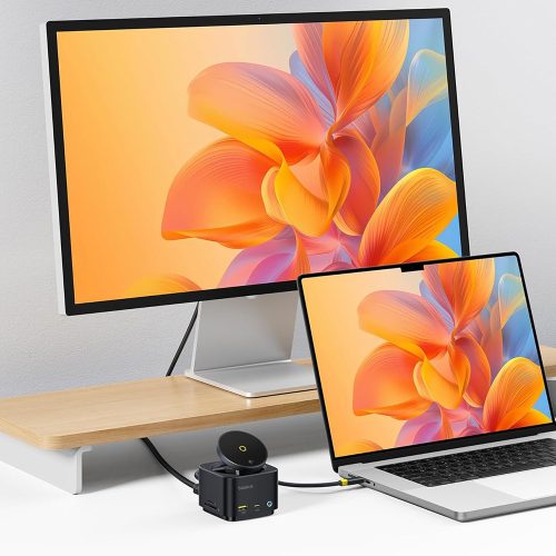 Baseus - Docking Station MagPro Series II (B00072900121-00) - Magnetic, USB, USB-C, HDMI, SD, 100W, 10Gbps, Qi2 15W - Black