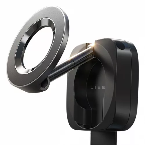Lisen - Autós tartó (YL0224110001) - Mágneses Műszerfalra, Desk, 360° forgás, Összehajtható, Table Clip, Biztos Tartás - Black