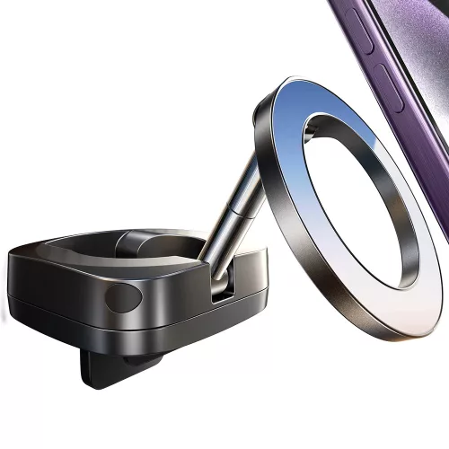 Lisen - Autós tartó (YL0224110001) - Mágneses Műszerfalra, Desk, 360° forgás, Összehajtható, Table Clip, Biztos Tartás - Black