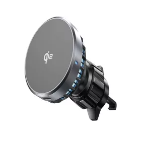   Lisen - Autós tartó vezeték nélküli töltéssel Qi2, W701 (YL0224060042) - Szellőzőrácsra, USB, USB-C Autós töltő, Cable, 15W - Black