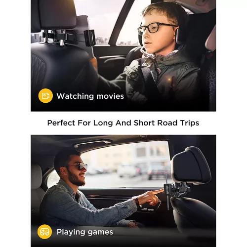 Lisen - Autós tartó (YL0221030002) Phone, Tablet up to 12.9", Headrest Mount, Állítható, Biztos Tartás - Black