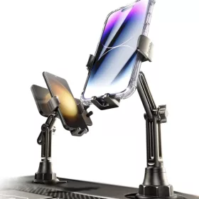   Lisen - Autós tartó (YL0223070048) - Pohártartóba, Univerzális, Állítható, Rázkódás elleni kialakítás, Biztos Tartás, for Phone up to 7" - Black