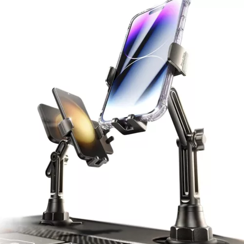 Lisen - Autós tartó (YL0223070048) - Pohártartóba, Univerzális, Állítható, Rázkódás elleni kialakítás, Biztos Tartás, for Phone up to 7" - Black