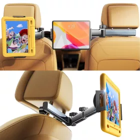   Lisen - Autós tartó (YL0423090004) - Fejtámlára, 360° forgás, Állítható, for Phone, Tablet up to 12.9" - Black
