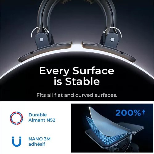 Lisen - Autós tartó (YL0223110033) - MagSafe, Szellőzőrácsra, Műszerfalra, Univerzális, Több szögben állítható, Biztos Tartás - Black
