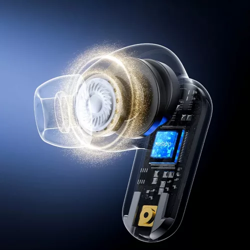 Yesido - Vezeték nélküli fülhallgató (TWS38) - Sztereó sínrendszer, Mikrofon, Bluetooth 5.4, Fülbe helyezhető kialakítás, 250mAh - Fehér