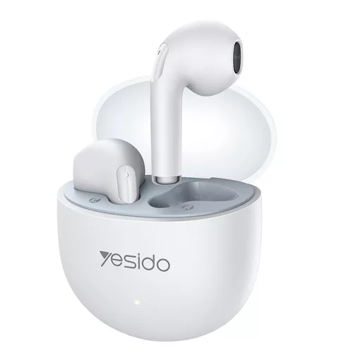 Yesido - Vezeték nélküli fülhallgató (TWS35) - Mikrofonnal, Bluetooth 5.3, Félig fülbe helyezhető kialakítás, 250mAh - Fehér
