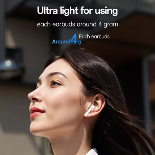 Yesido - Vezeték nélküli fülhallgató (TWS35) - Mikrofonnal, Bluetooth 5.3, Félig fülbe helyezhető kialakítás, 250mAh - Fehér