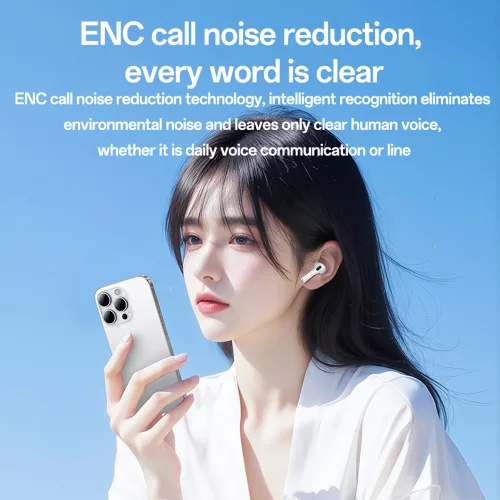 Yesido - Vezeték nélküli fülhallgató (TWS32) - ANC-vel, mikrofonnal, Bluetooth 5.4-gyel, félig fülbe helyezhető kialakítással, 300mAh - Fehér
