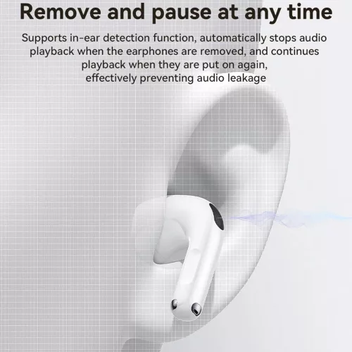 Yesido - Vezeték nélküli fülhallgató (TWS31) - 13 mm-es hangszóróval, Bluetooth 5.4, félig fülbe helyezhető kialakítás, 300mAh, C típusú - fehér