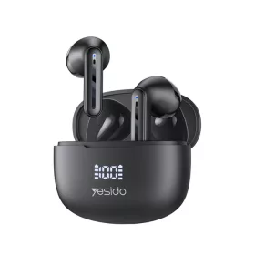   Yesido - Vezeték nélküli fülhallgató (TWS19) - ENC-vel, Érintésvezérléssel, Bluetooth V5.3, LED kijelzővel, félig fülbe helyezhető kialakítással, 470mAh - Fekete