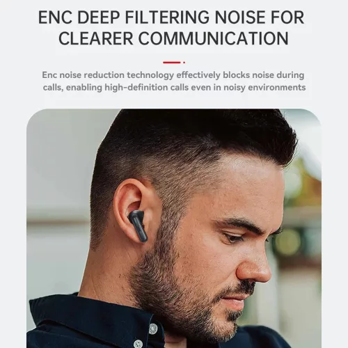 Yesido - Vezeték nélküli fülhallgató (TWS19) - ENC-vel, Érintésvezérléssel, Bluetooth V5.3, LED kijelzővel, félig fülbe helyezhető kialakítással, 470mAh - Fekete