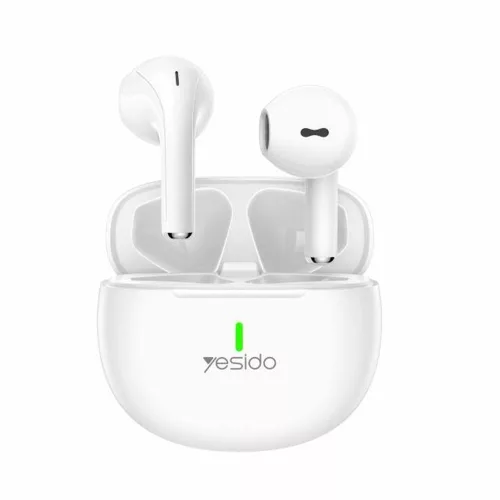 Yesido - Vezeték nélküli fülhallgató (TWS18) - Bluetooth V5.1, Félig fülbe helyezhető kialakítás, 220mAh, C típusú - Fehér