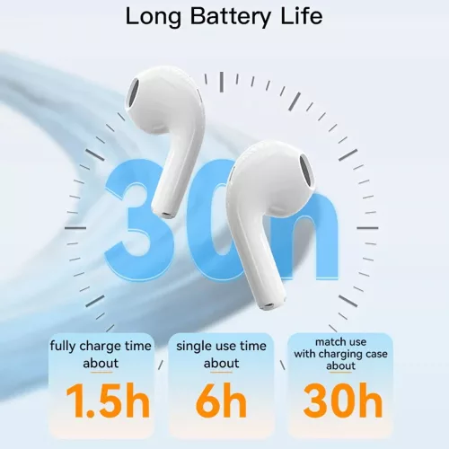 Yesido - Vezeték nélküli fülhallgató (TWS18) - Bluetooth V5.1, Félig fülbe helyezhető kialakítás, 220mAh, C típusú - Fehér