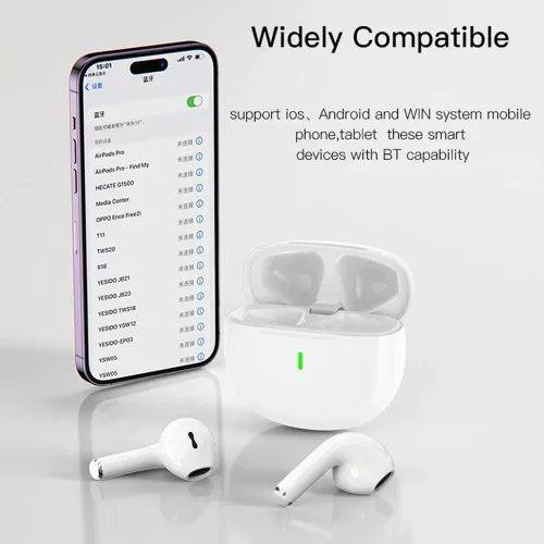 Yesido - Vezeték nélküli fülhallgató (TWS18) - Bluetooth V5.1, Félig fülbe helyezhető kialakítás, 220mAh, C típusú - Fehér