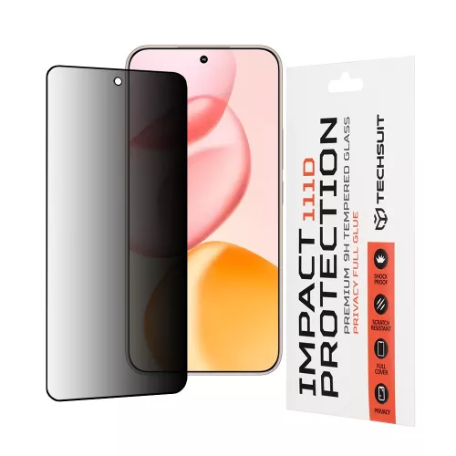 Techsuit - 111D Privacy betekintésgátló üvegfólia - Honor 400 - Fekete