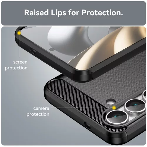 Techsuit - Carbon szilikon tok - Samsung Galaxy S25 FE - Fekete