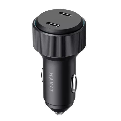 Havit - Car charger (CC2014) - 2x Type-C, PD30W, 3A, PC, Aluminum Alloy - Black