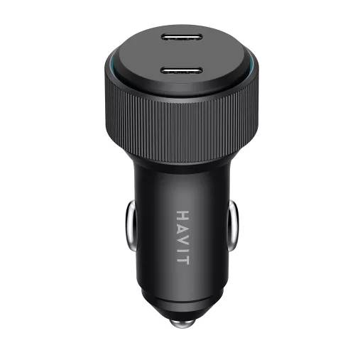 Havit - Car charger (CC2014) - 2x Type-C, PD30W, 3A, PC, Aluminum Alloy - Black