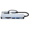 Techsuit - Docking Station DataBridge 5 in 1 (H7) - USB, Type-C to USB 3.0, 2x USB 2.0, SD/TF Card - Gray