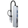 Techsuit - Docking Station DataBridge 5 in 1 (H7) - USB, Type-C to USB 3.0, 2x USB 2.0, SD/TF Card - Gray