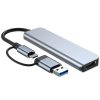 Techsuit - Docking Station DataBridge 5 in 1 (H7) - USB, Type-C to USB 3.0, 2x USB 2.0, SD/TF Card - Gray