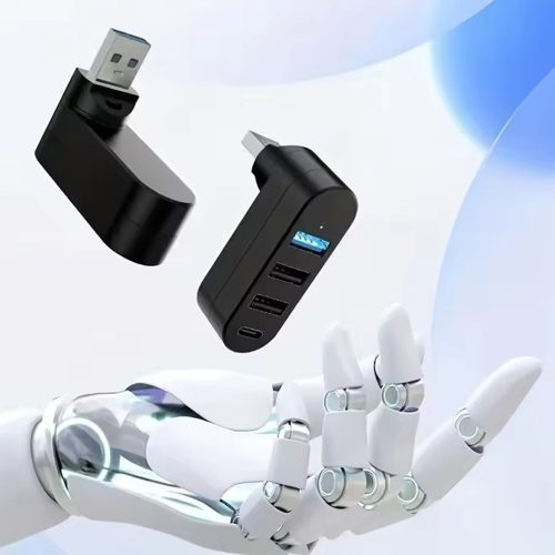 Techsuit - Docking Station SplitterNode 4 in 1 (H17) - USB to 3x USB, 1x Type-C, 5Gbps, ABS, 180° Rotation - Black