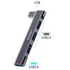 Techsuit - Docking Station ZenithDock 4 in 1 (H14) - USB to 3x USB 2.0, 1x USB 3.0 - Gray