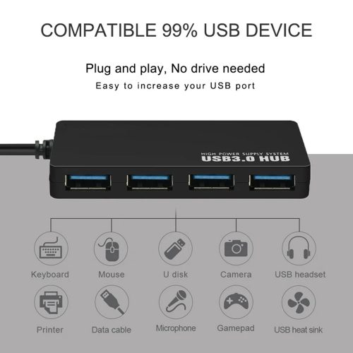 Techsuit - Docking Station QuantumNode 4 in 1 (H15) - USB to 4x USB 3.0, ABS - Black