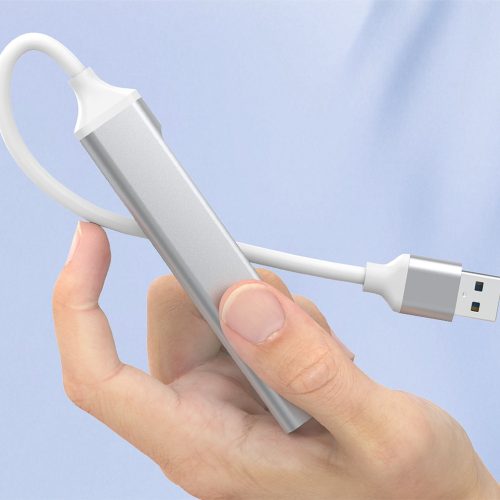 Techsuit - Docking Station PolarisBridge 4 in 1 (H19) - USB to 2x USB 2.0, 1x USB 3.0, 1x Type-C - Gray/White