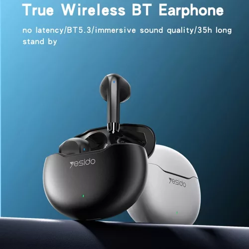 Yesido - Vezeték nélküli fülhallgató (TWS21) - Bluetooth V5.3-mal, félig fülbe helyezhető kialakítás, érintésvezérlés, zajszűrés, 320mAh - fehér